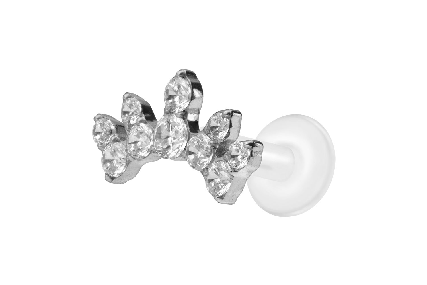 PTFE Labret Piercing mit Innengewinde + Titan-Aufsatz KRISTALLBOGEN